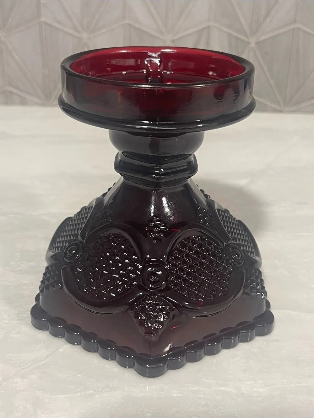Avon Vintage Cape Cod Ruby Red Collection Candle Holder or Candy Dish